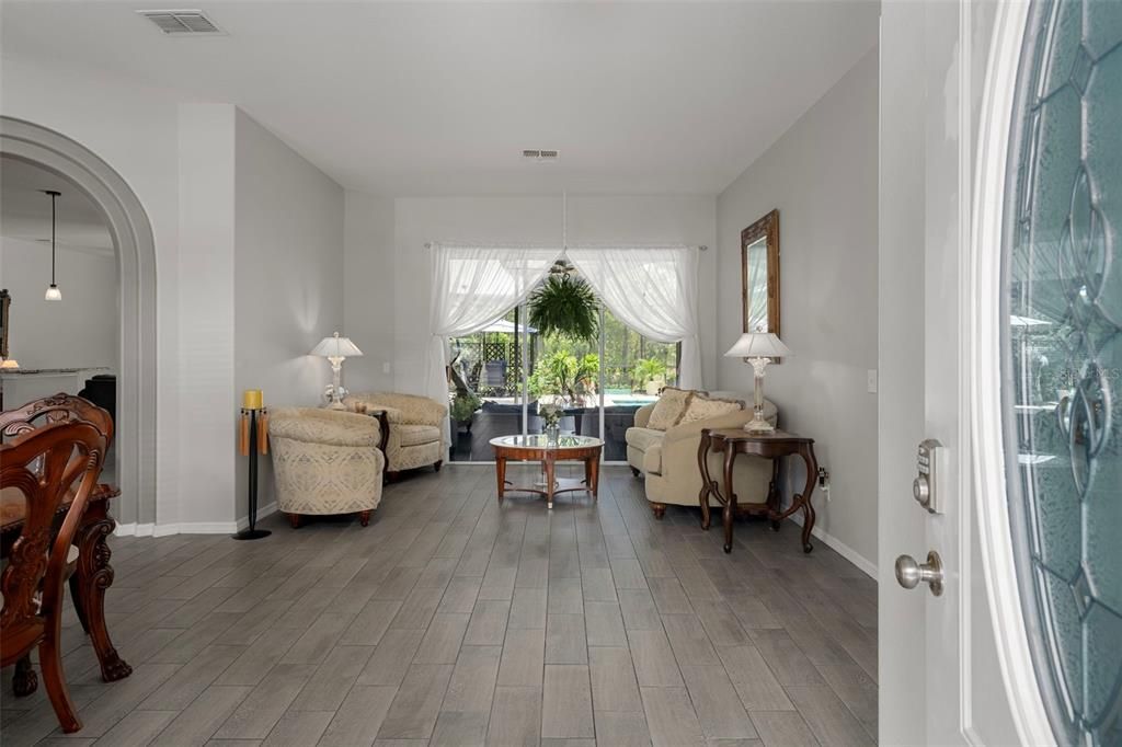 Interior, Living room, Pendant Lights, Wood Texture Flooring