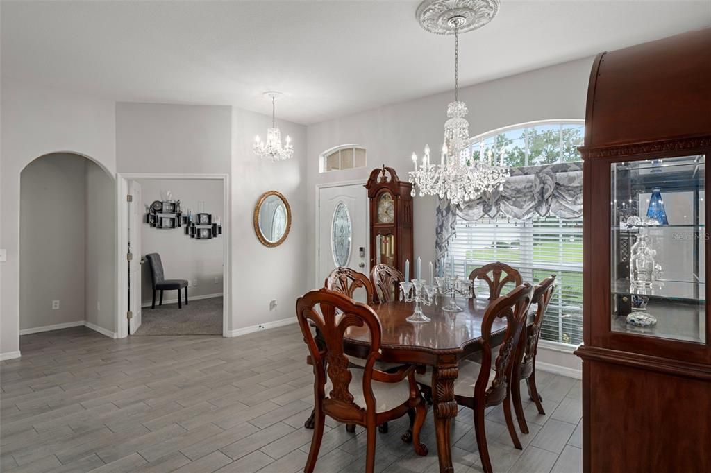Chandelier, Dining room, Interior, Wood Texture Flooring