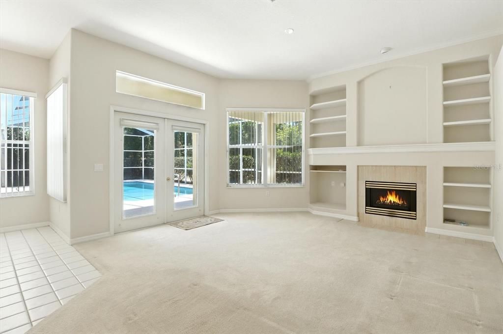 Empty room, Fireplace, Interior, Recessed Lighting