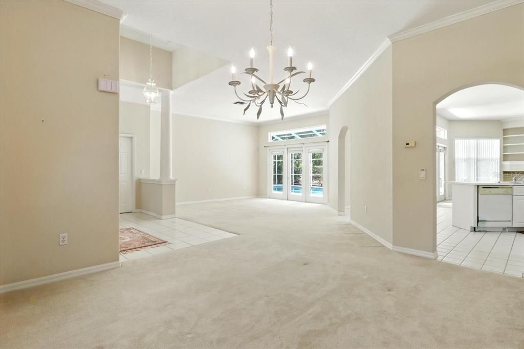 Chandelier, Empty room, Interior, Pendant Lights