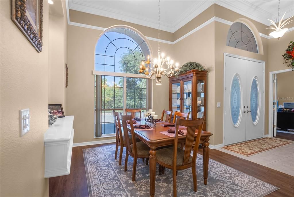 Chandelier, Dining room, Interior, Wood Texture Flooring