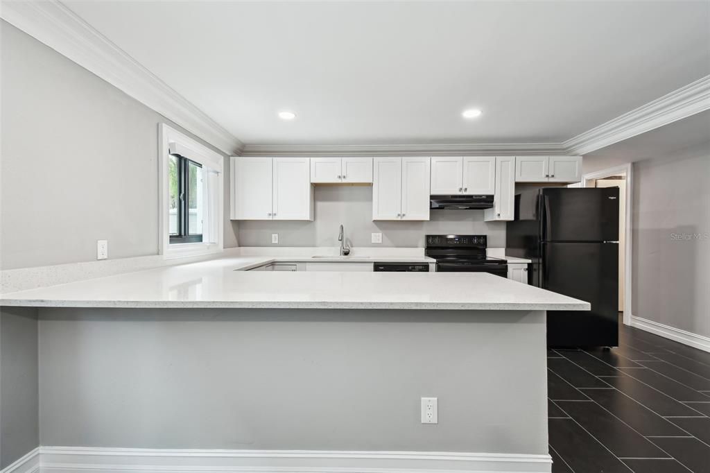 Interior, Kitchen, Recessed Lighting, Wood Texture Flooring