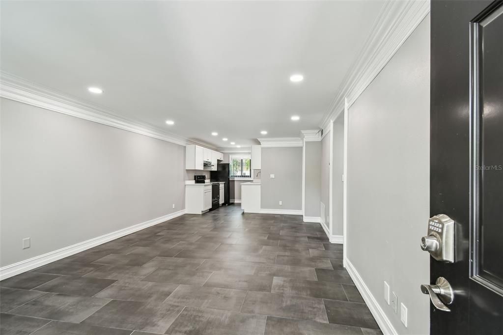 Empty room, Interior, Kitchen, Recessed Lighting