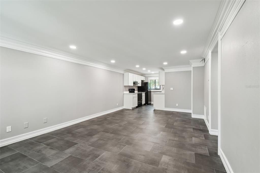 Empty room, Interior, Kitchen, Pendant Lights, Recessed Lighting