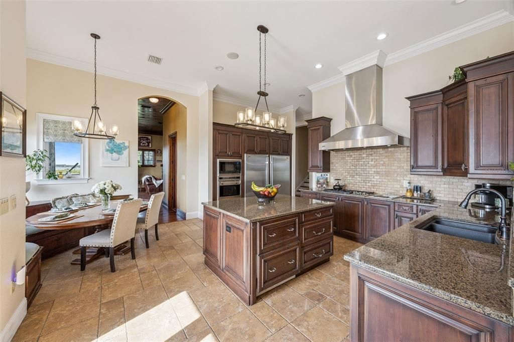 Chandelier, Dining room, Interior, Kitchen, Pendant Lights, Recessed Lighting, Stainless Steel Appliances