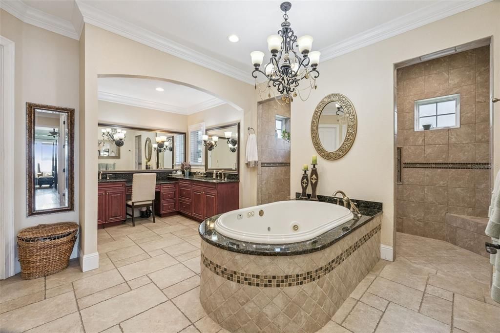 Bathroom, Chandelier, Interior, Recessed Lighting