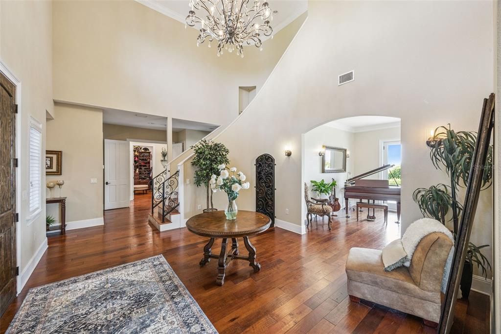 Chandelier, Interior, Piano, Wood Texture Flooring