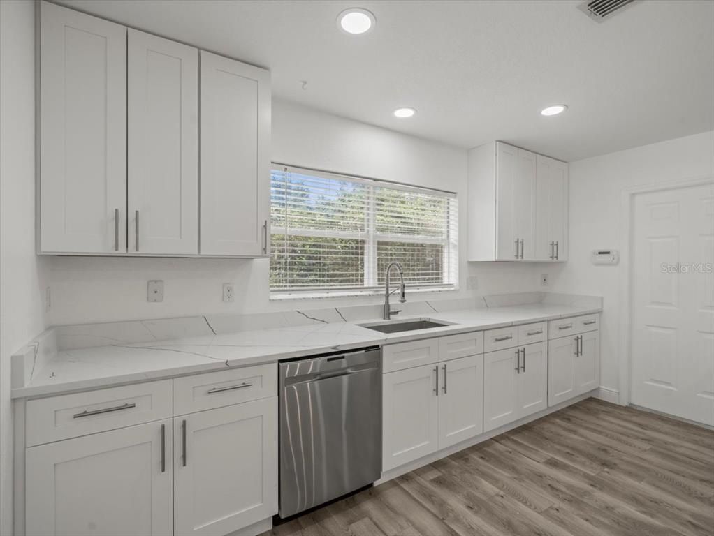 Interior, Kitchen, Recessed Lighting, Wood Texture Flooring