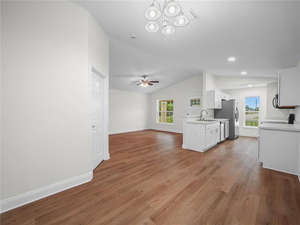 Interior, Kitchen, Recessed Lighting, Wood Texture Flooring