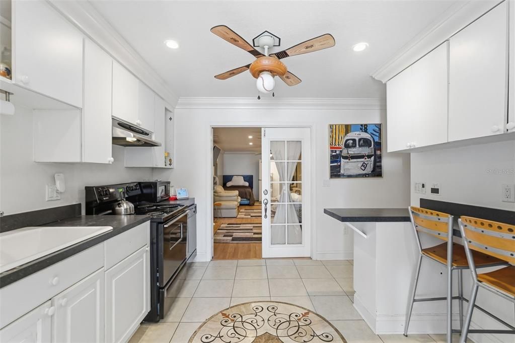 Interior, Kitchen, Recessed Lighting, Wood Texture Flooring