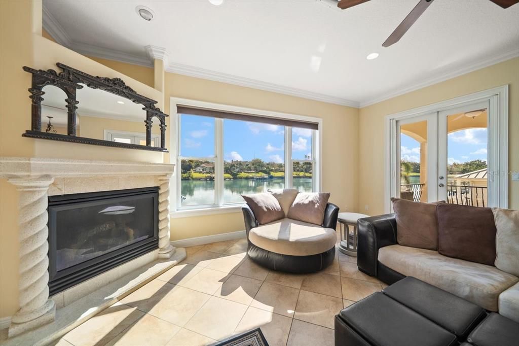 Fireplace, Interior, Living room, Recessed Lighting, Water