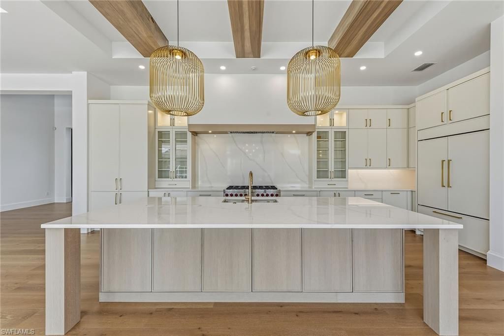 Interior, Kitchen, Pendant Lights, Recessed Lighting, Wood Texture Flooring