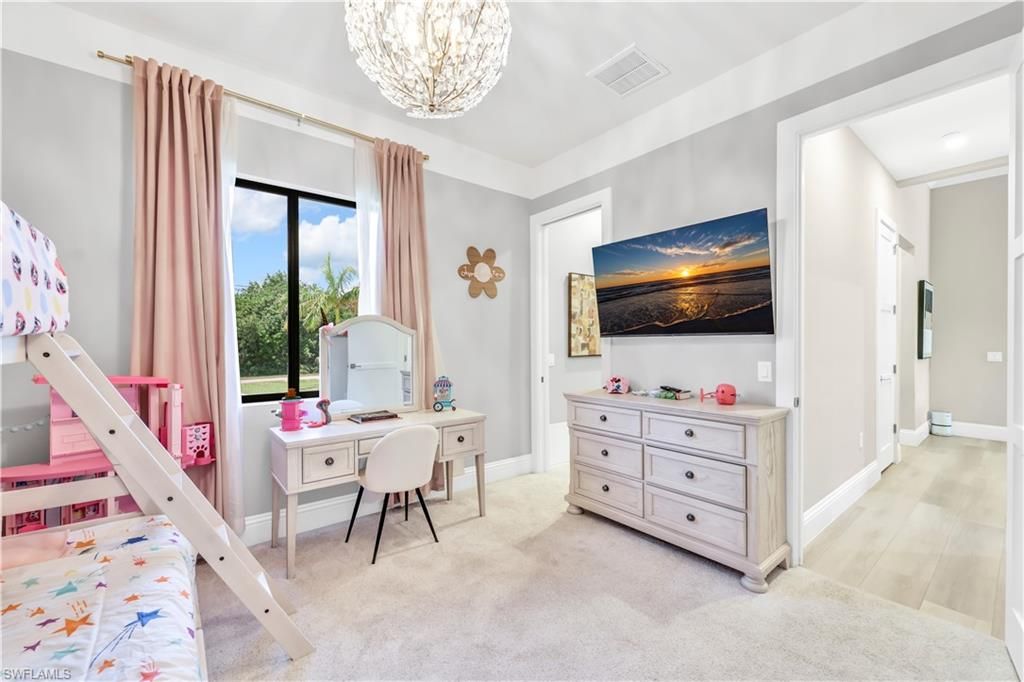 Chandelier, Home Office, Interior, Wood Texture Flooring