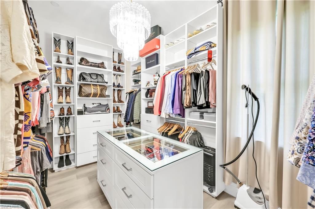 Chandelier, Interior, Walk-in Closets, Wood Texture Flooring