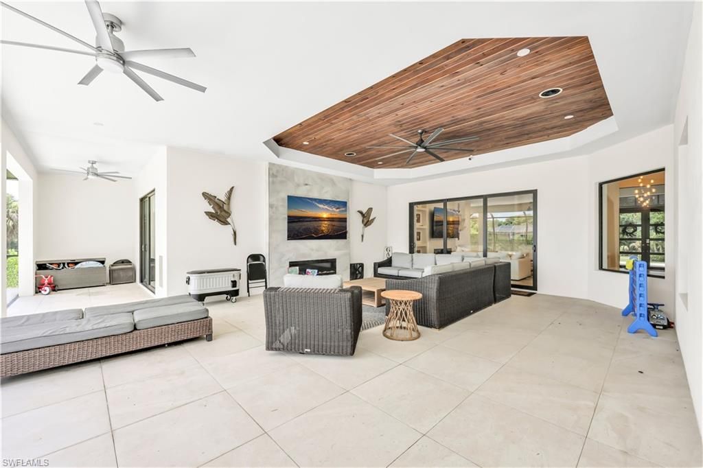 Bedroom, Fireplace, Interior, Living room, Recessed Lighting, Wooden Ceilings