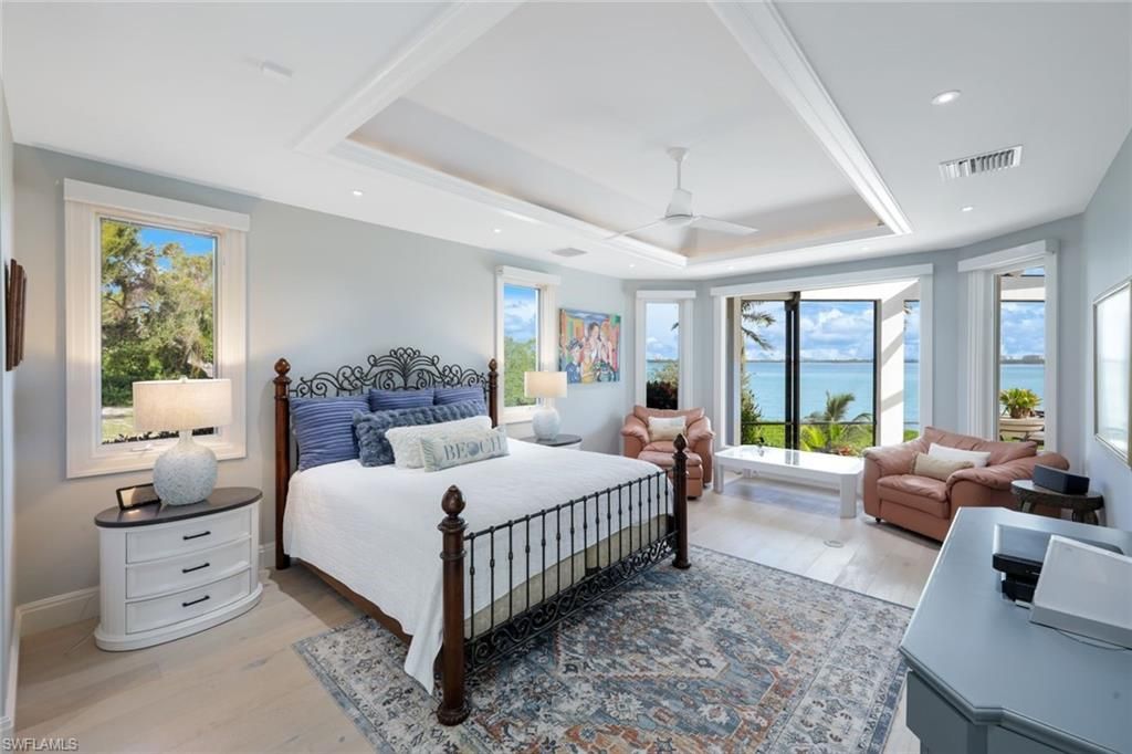 Bedroom, Interior, Recessed Lighting, Water, Wood Texture Flooring