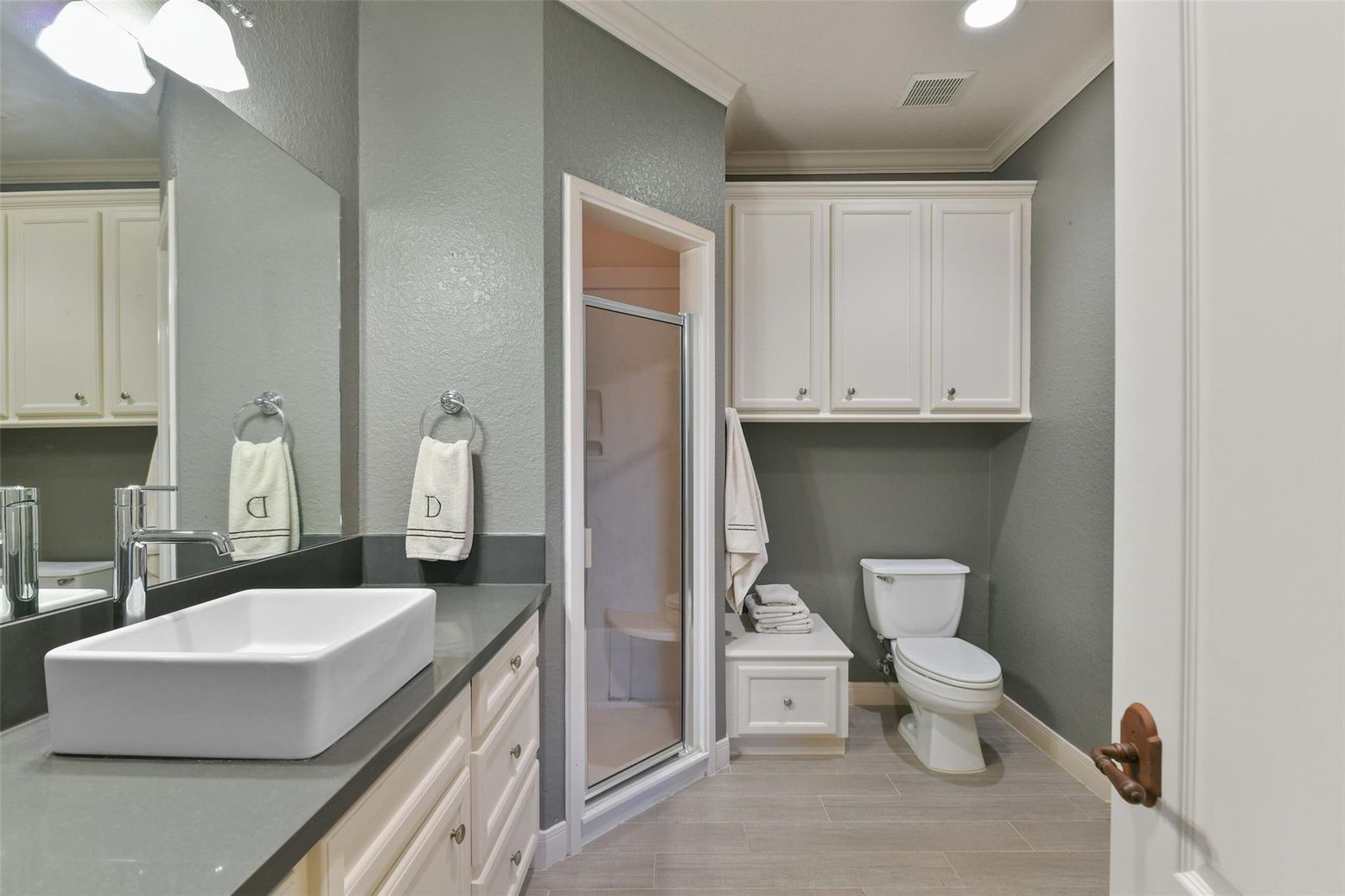 Bathroom, Glass Shower, Interior, Recessed Lighting