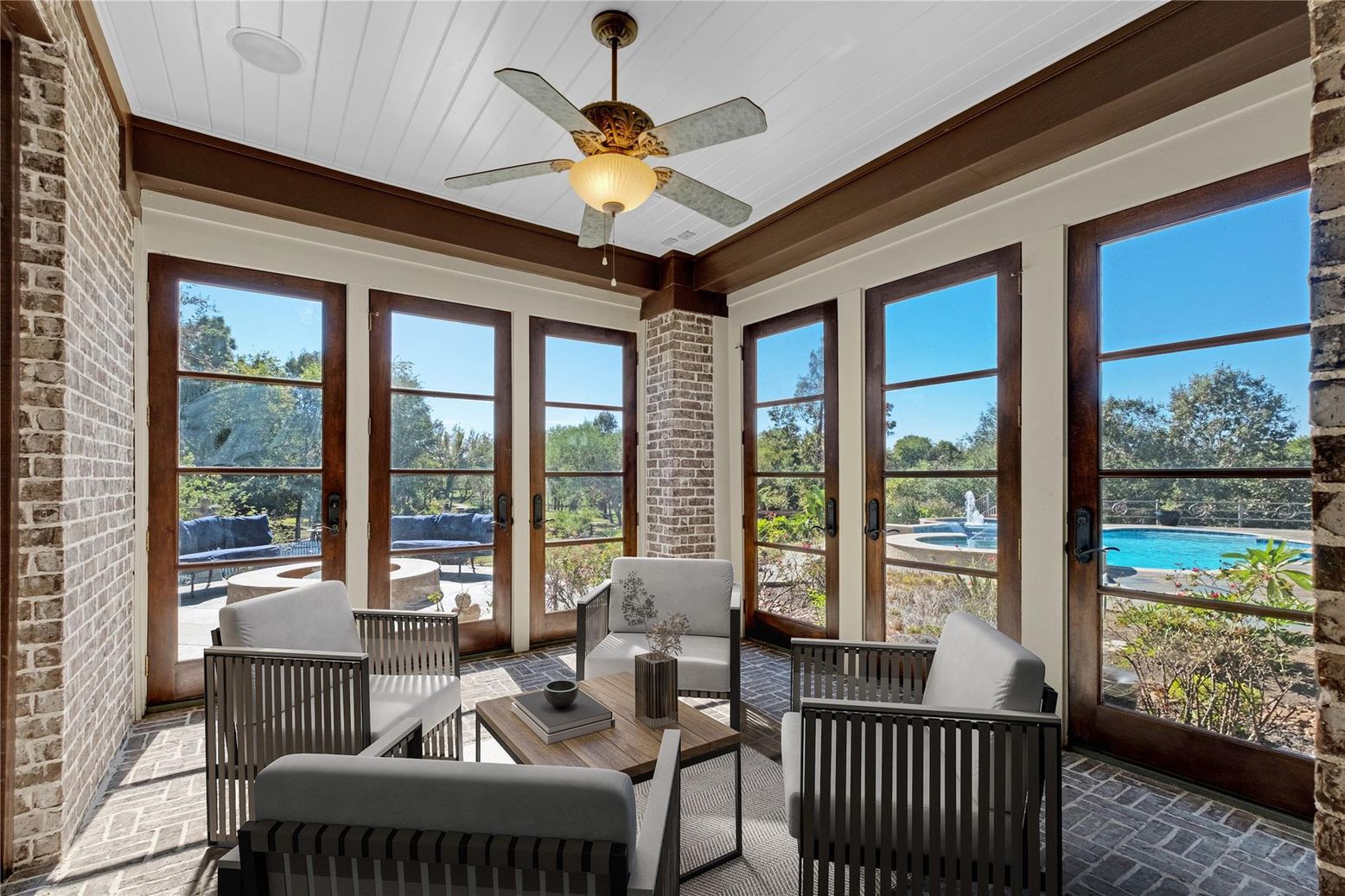 Interior, Living room, Stone Walls, Sun Room, Water