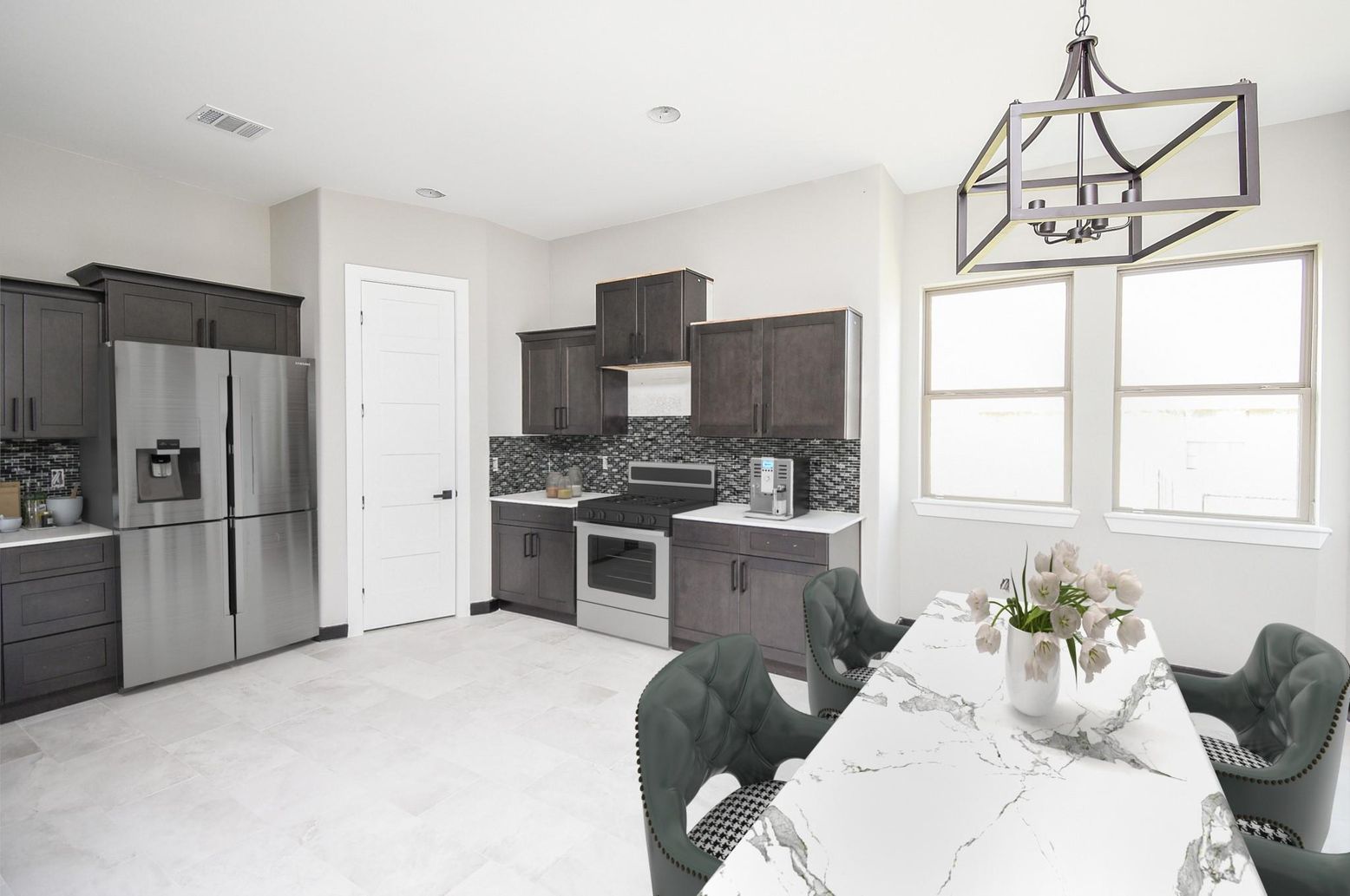 Interior, Kitchen, Pendant Lights, Recessed Lighting, Stainless Steel Appliances