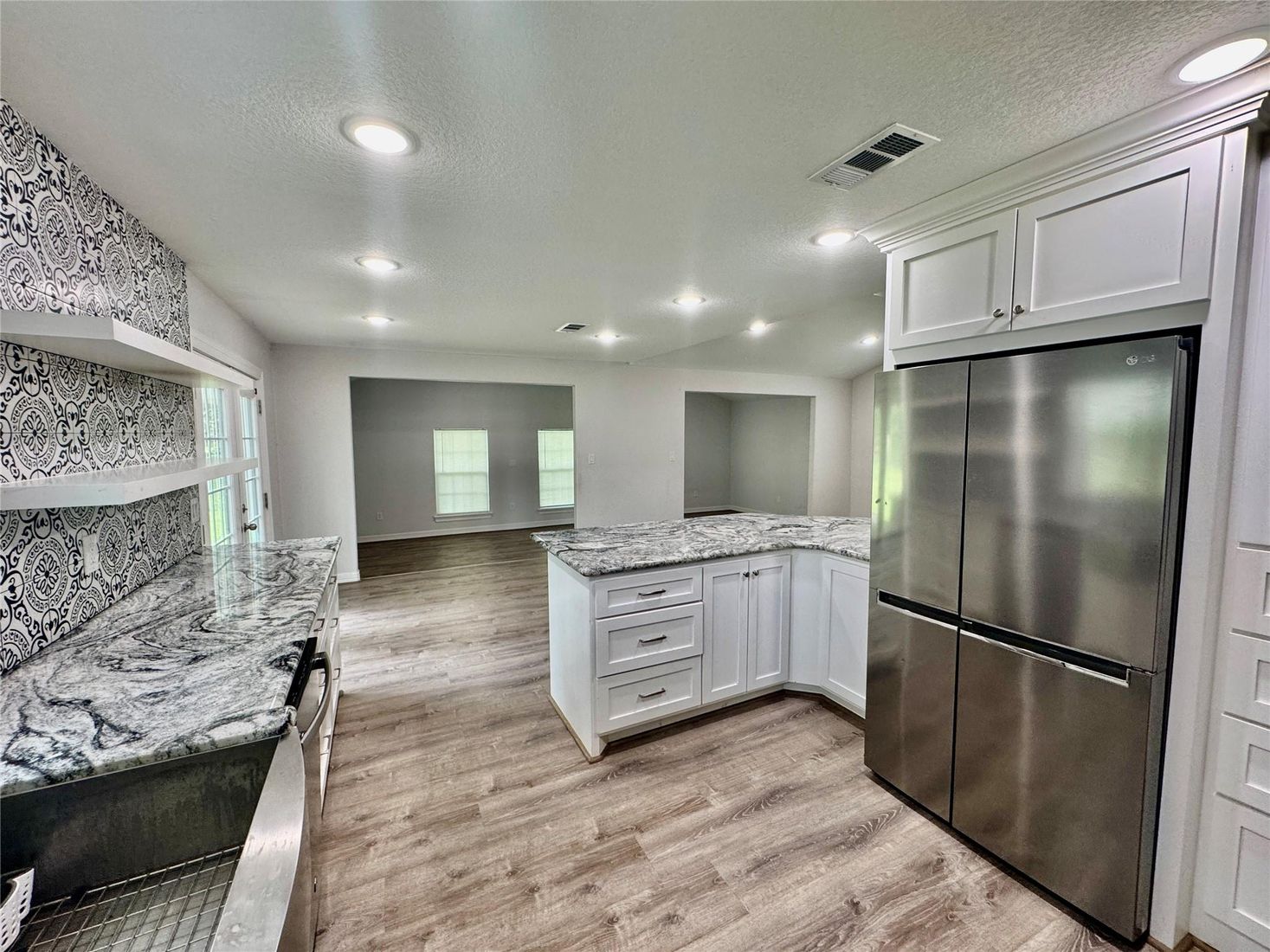 Interior, Kitchen, Recessed Lighting, Wood Texture Flooring
