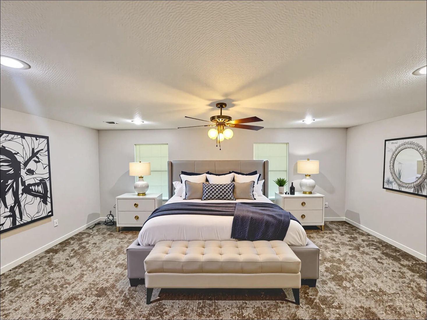 Bedroom, Interior, Recessed Lighting