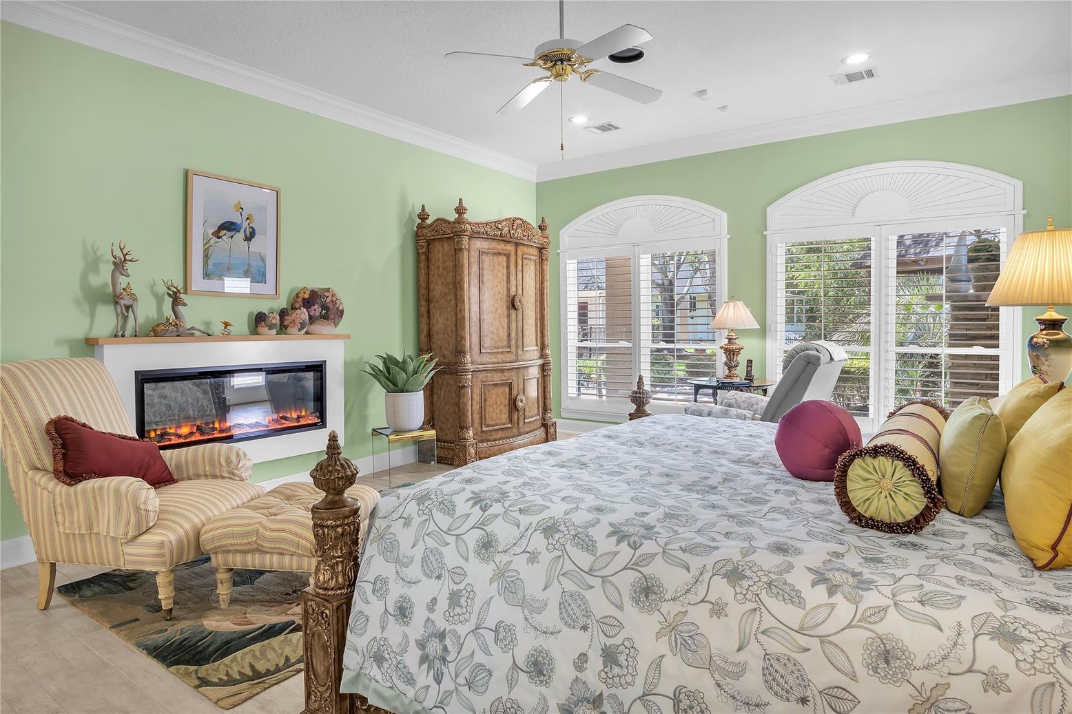 Bedroom, Fireplace, Interior, Recessed Lighting