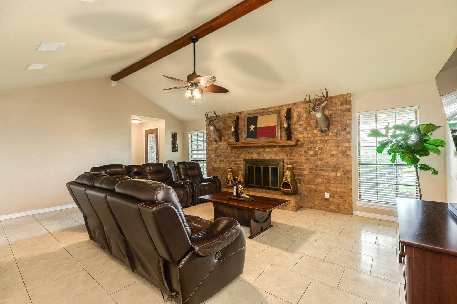 Fireplace, Interior, Living room, Stone Walls, Wooden Beams