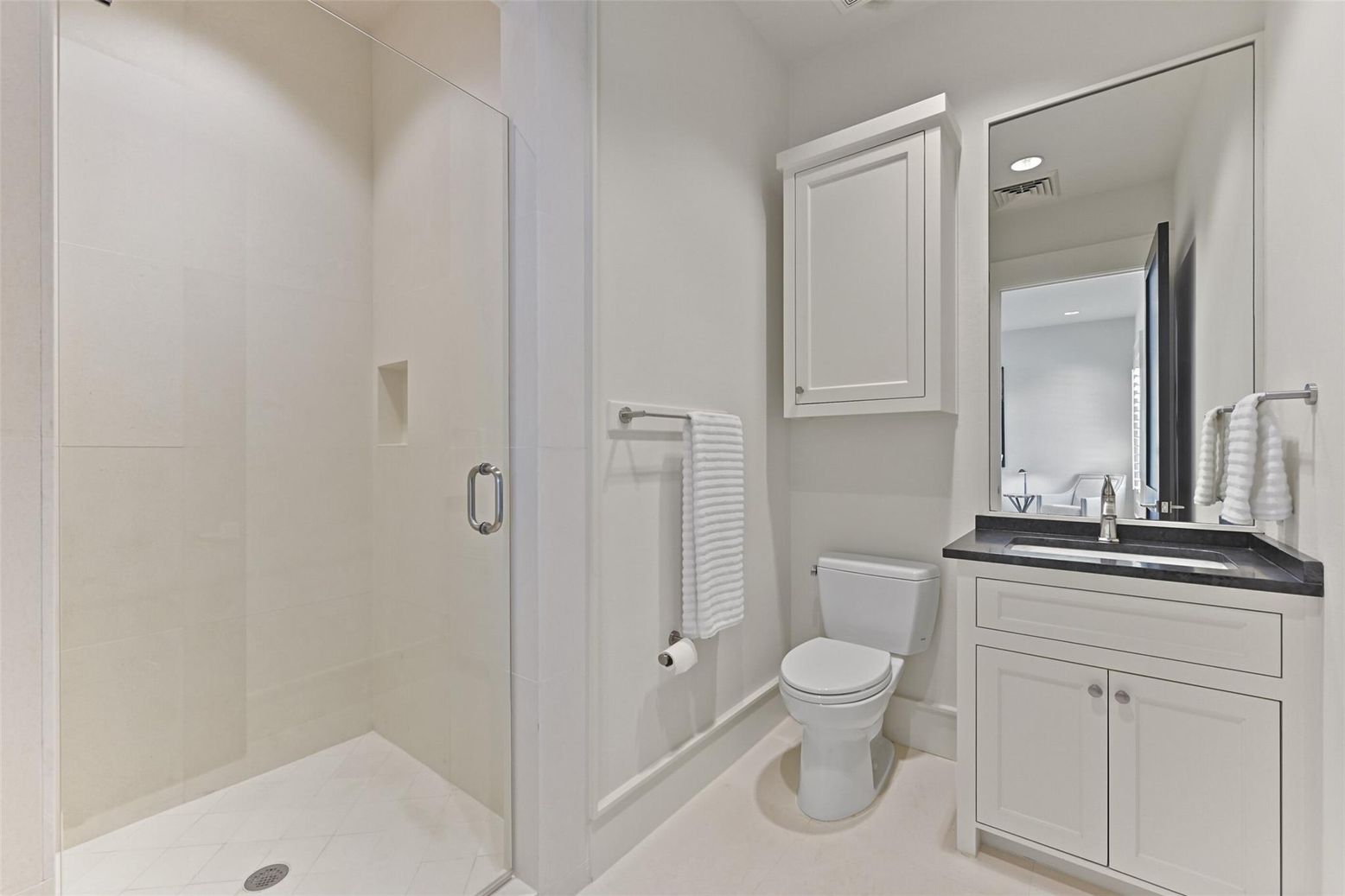 Bathroom, Glass Shower, Interior, Recessed Lighting