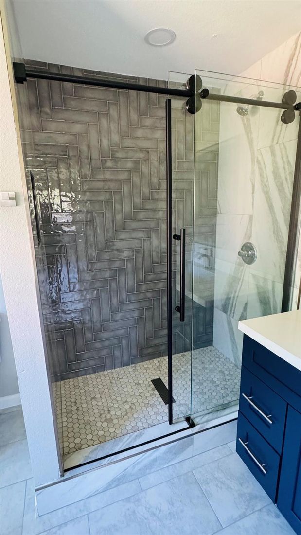 Bathroom, Glass Shower, Interior, Recessed Lighting