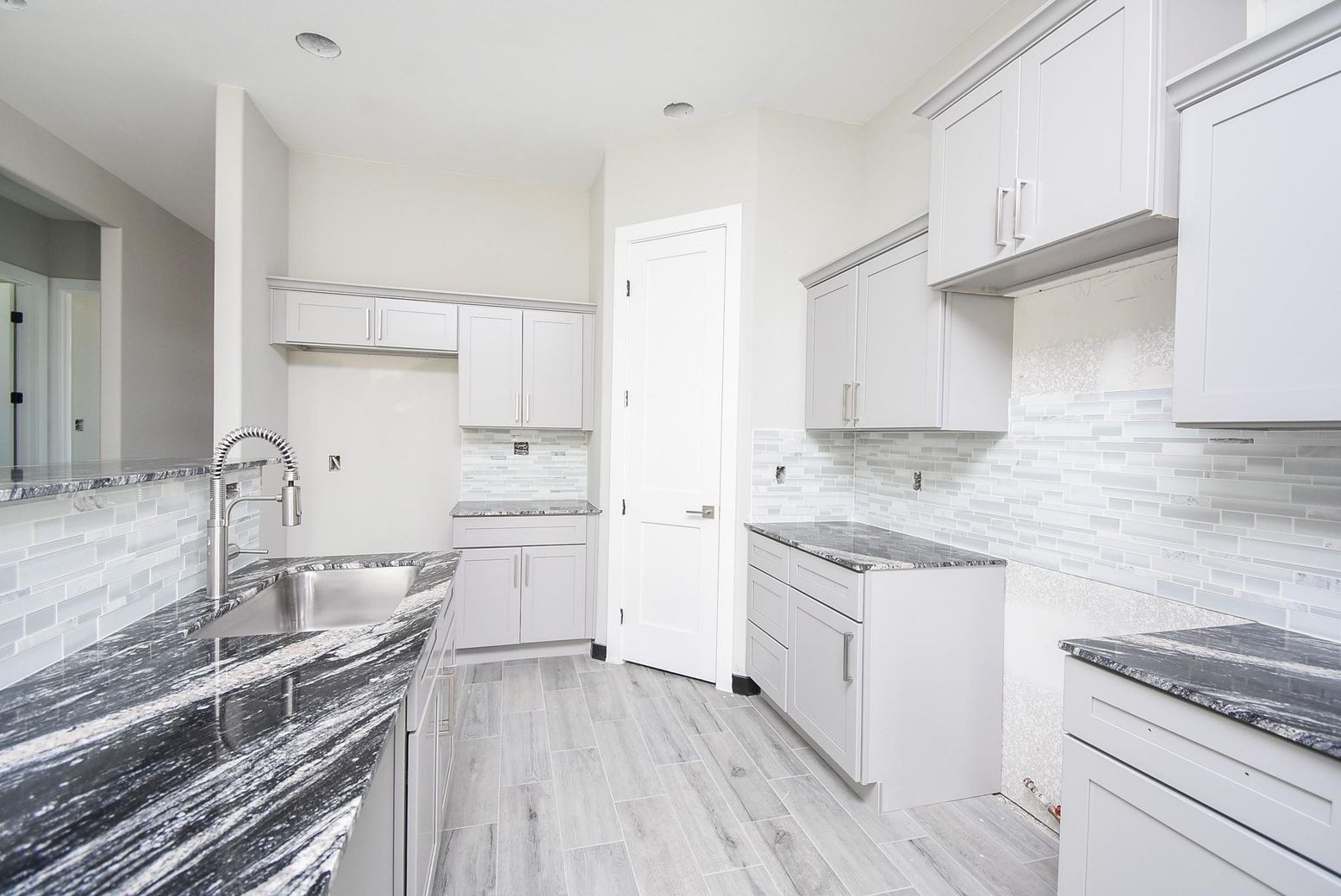 Interior, Kitchen, Recessed Lighting, Wood Texture Flooring