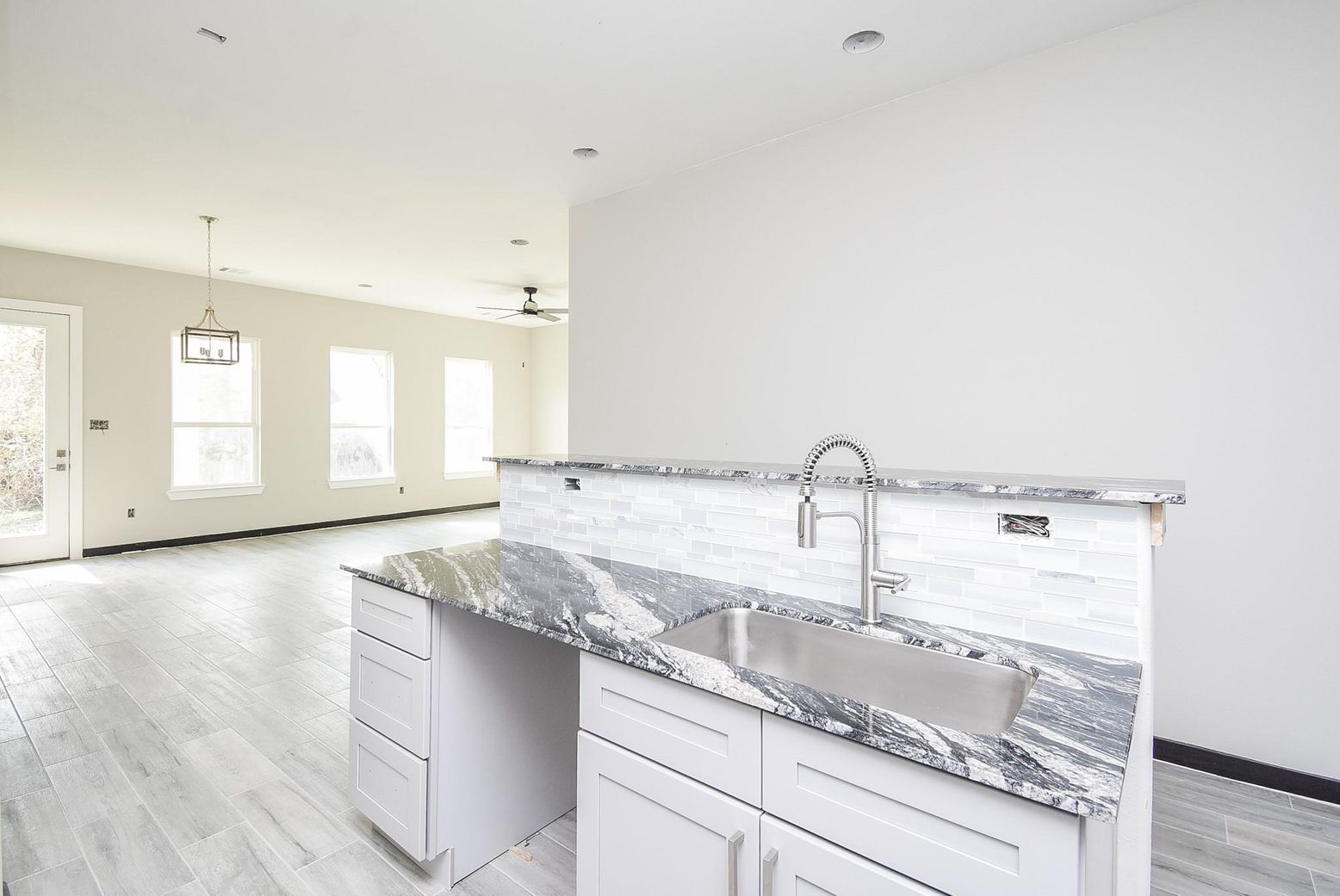 Interior, Kitchen, Pendant Lights, Recessed Lighting, Wood Texture Flooring
