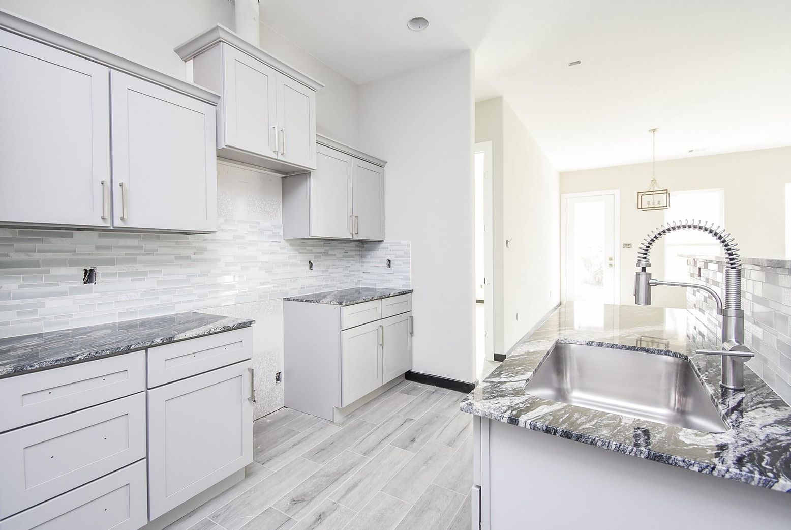 Interior, Kitchen, Pendant Lights, Recessed Lighting, Wood Texture Flooring