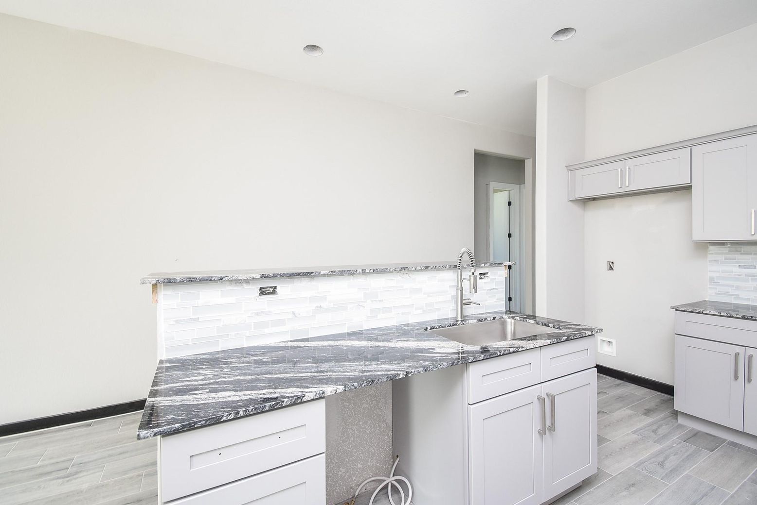 Interior, Kitchen, Recessed Lighting, Wood Texture Flooring
