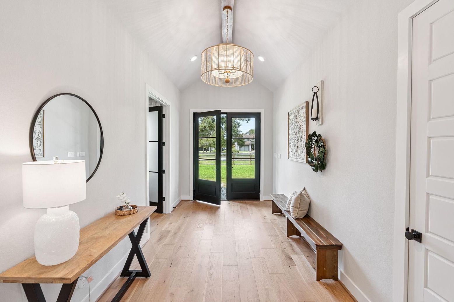 Chandelier, Interior, Recessed Lighting, Wood Texture Flooring