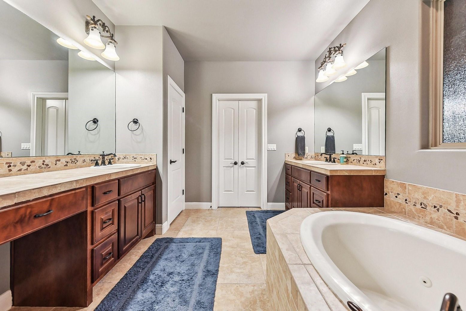 Bathroom, Dual Sink Vanities, Interior, Tile Countertops