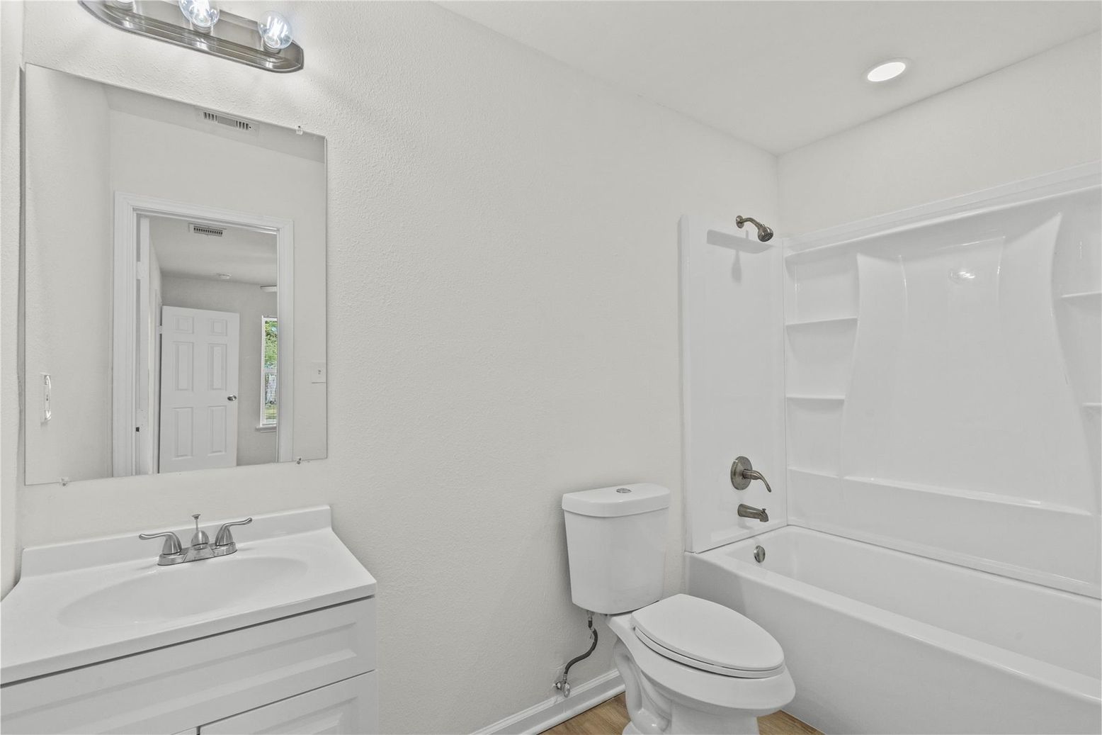 Bathroom, Interior, Recessed Lighting, Wood Texture Flooring