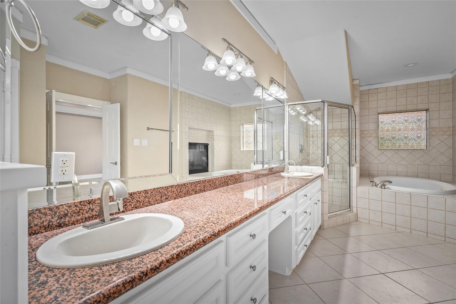 Bathroom, Dual Sink Vanities, Glass Shower, Interior