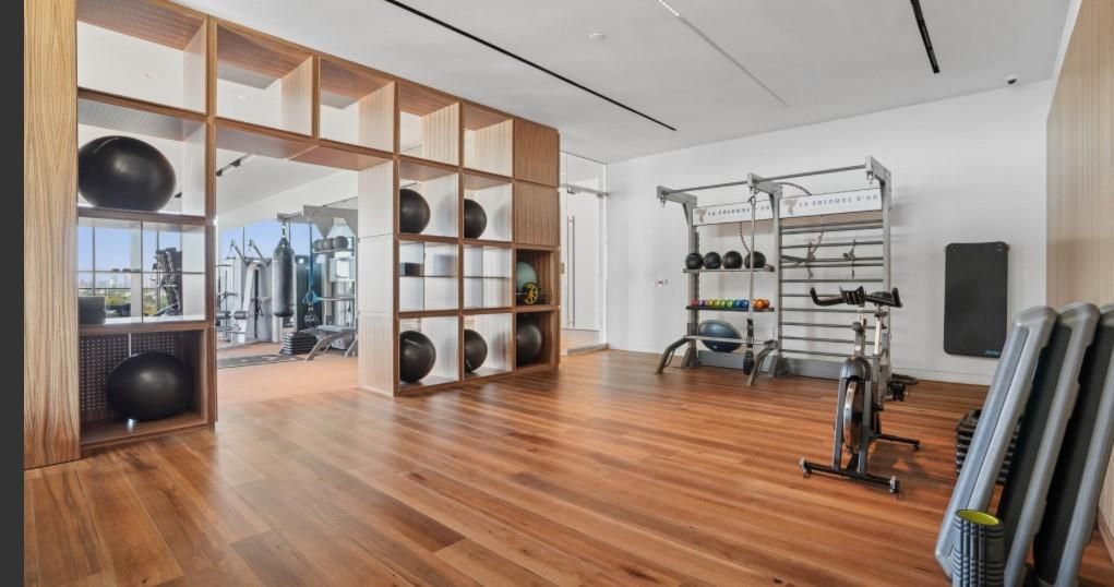 Fitness Equipment, Interior, Wood Texture Flooring