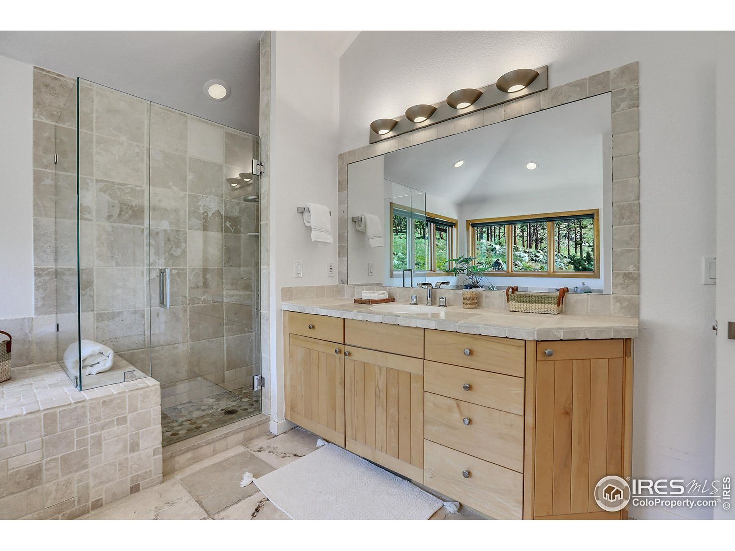 Bathroom, Dual Sink Vanities, Glass Shower, Interior
