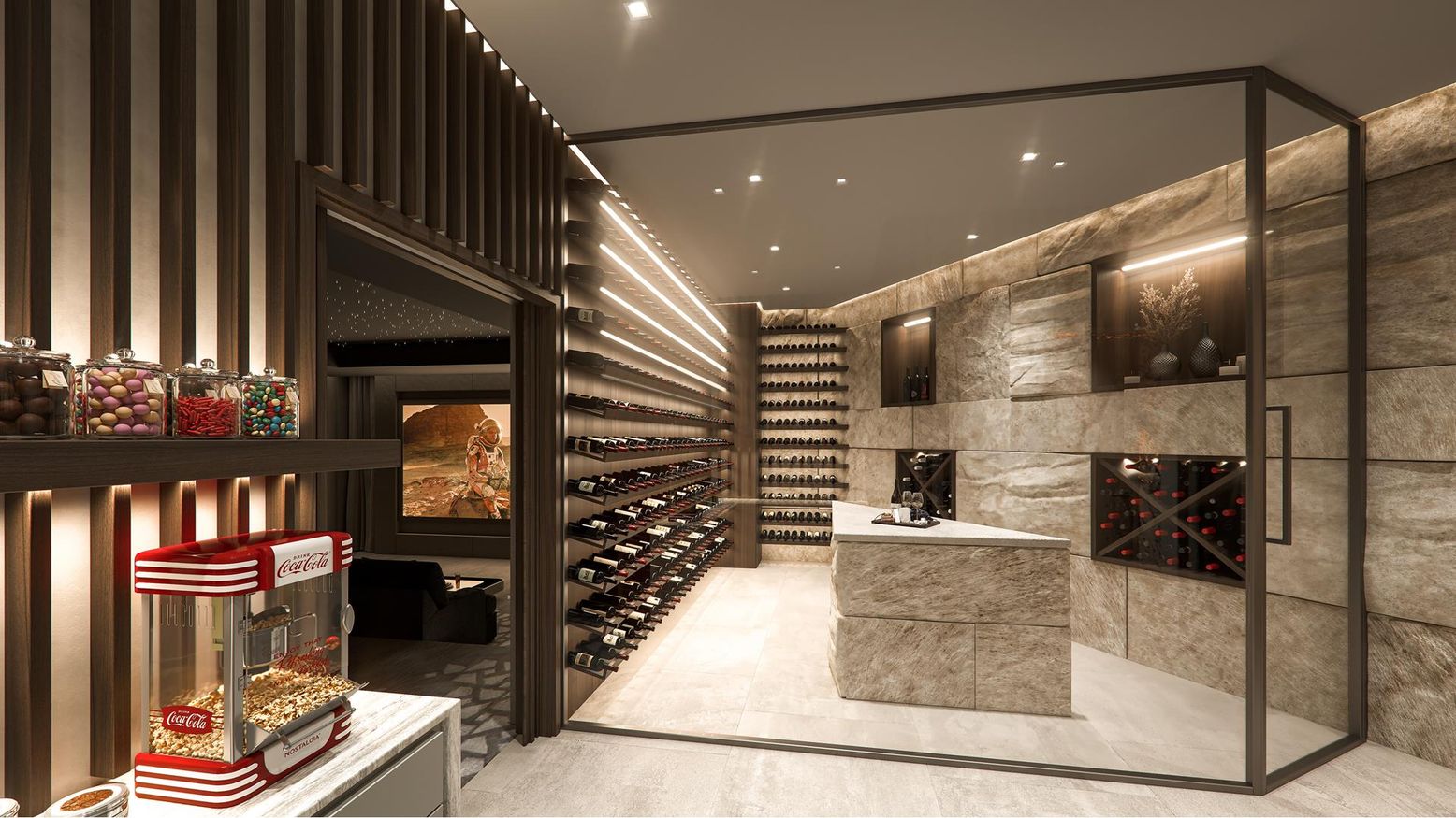 Interior, Recessed Lighting, Wine Storage