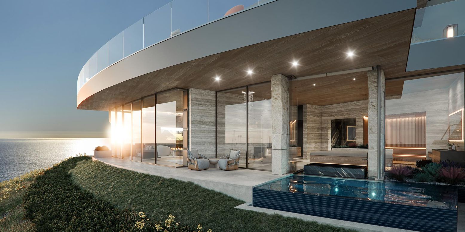 Exterior, Facade, Pool, Modern