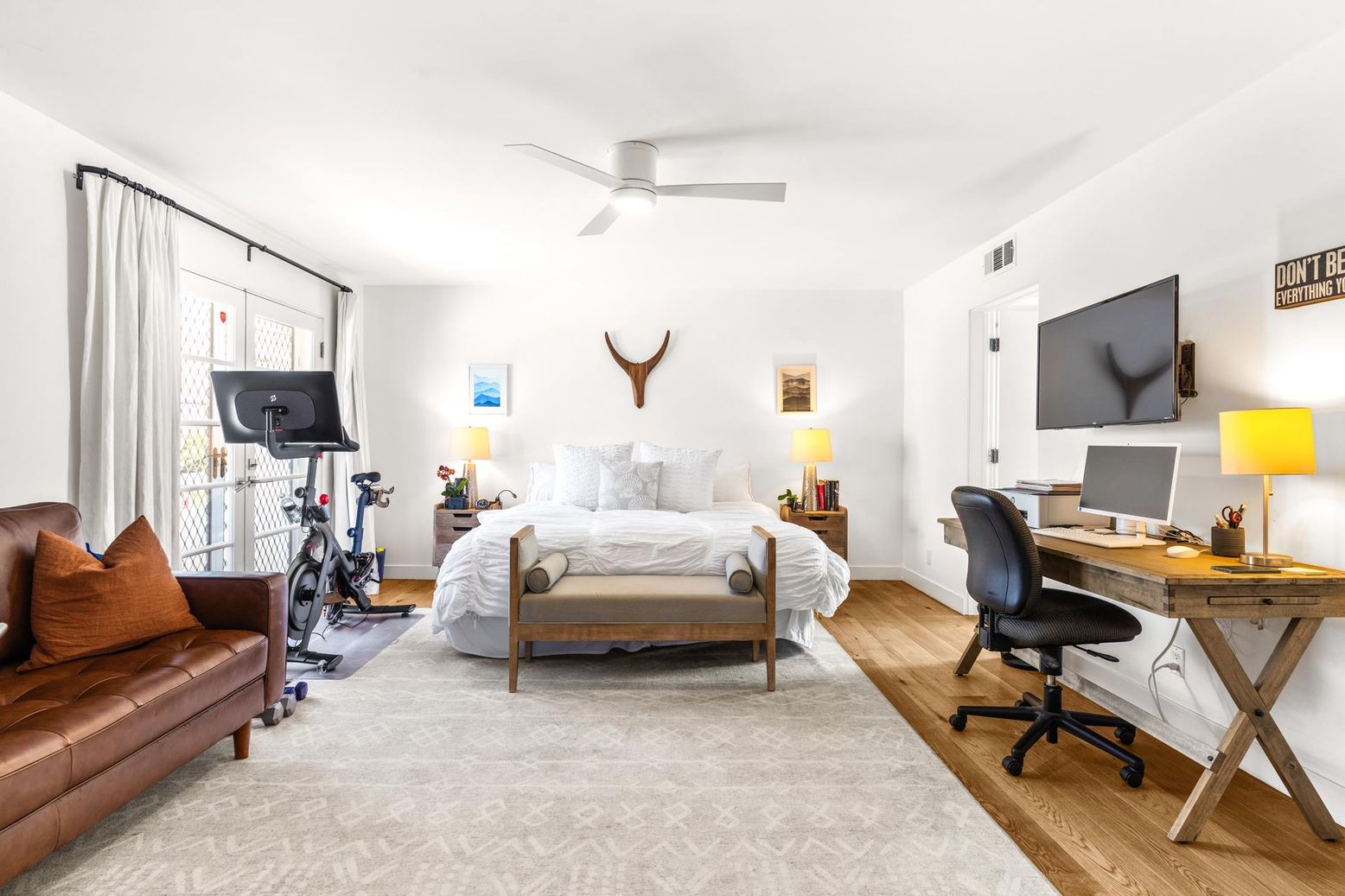 Bedroom, Fitness Equipment, Home Office, Interior, Wood Texture Flooring