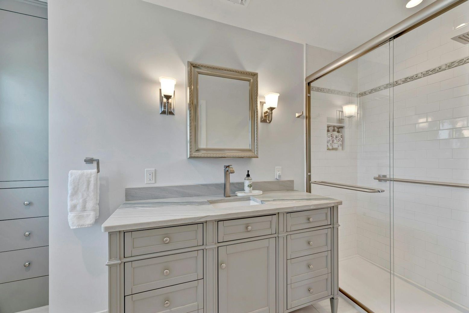 Bathroom, Dual Sink Vanities, Glass Shower, Interior