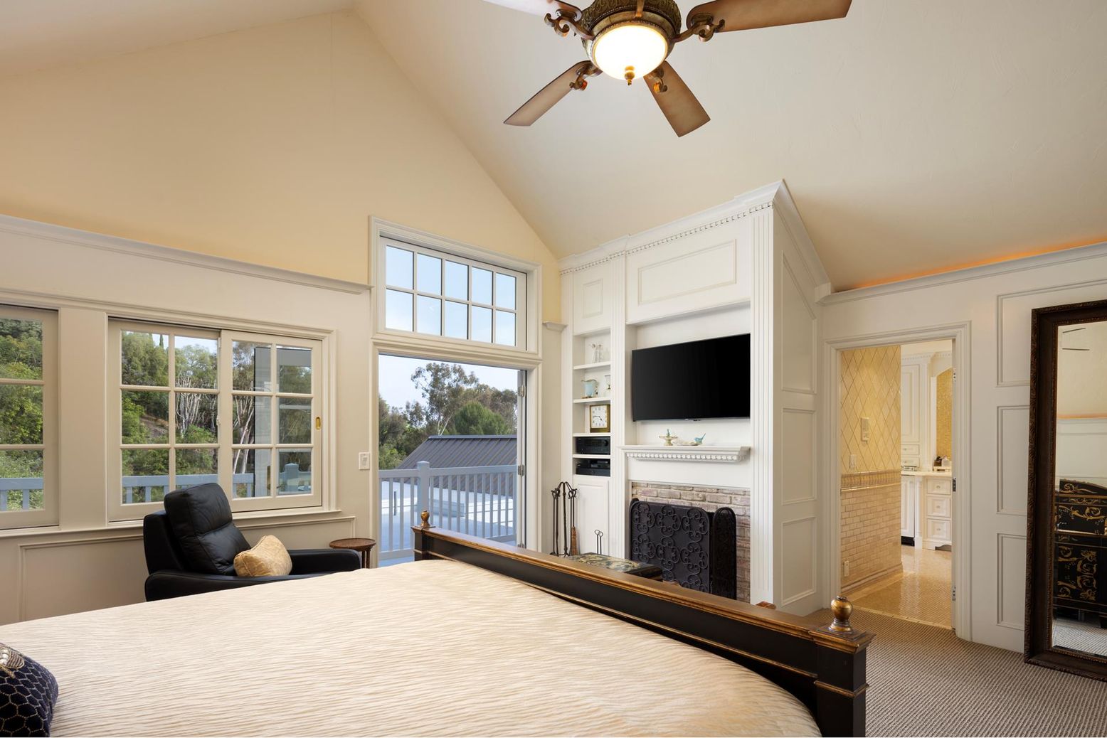 Bedroom, Fireplace, Interior