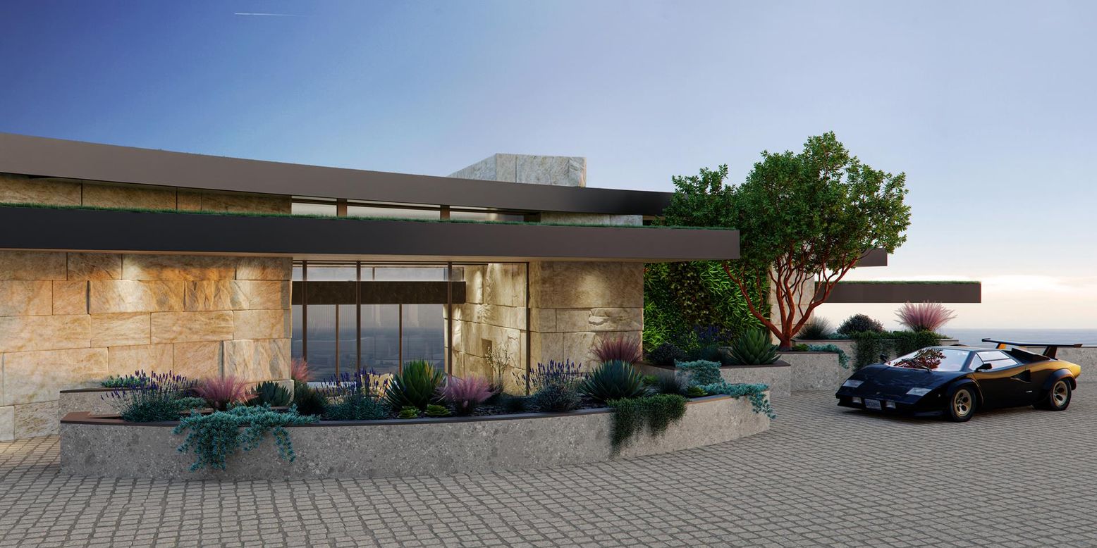 Attached, Exterior, Facade, Modern