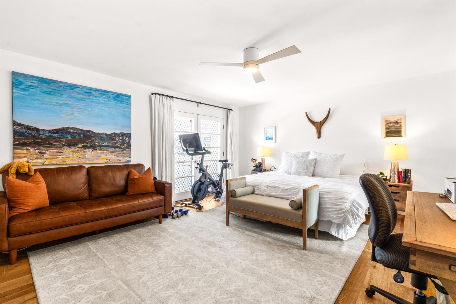 Bedroom, Fitness Equipment, Interior, Wood Texture Flooring