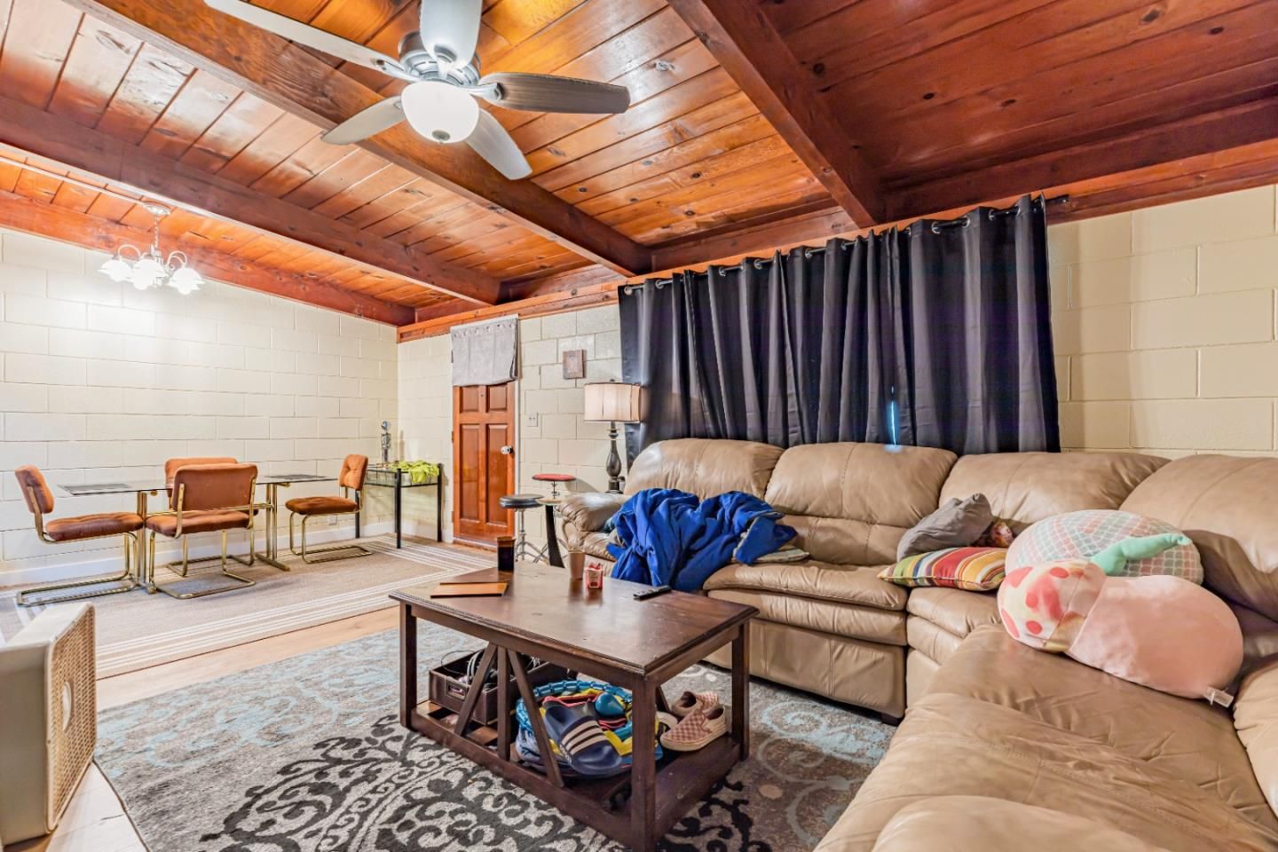 Interior, Living room, Stone Walls, Wooden Beams, Wooden Ceilings, Wood Texture Flooring