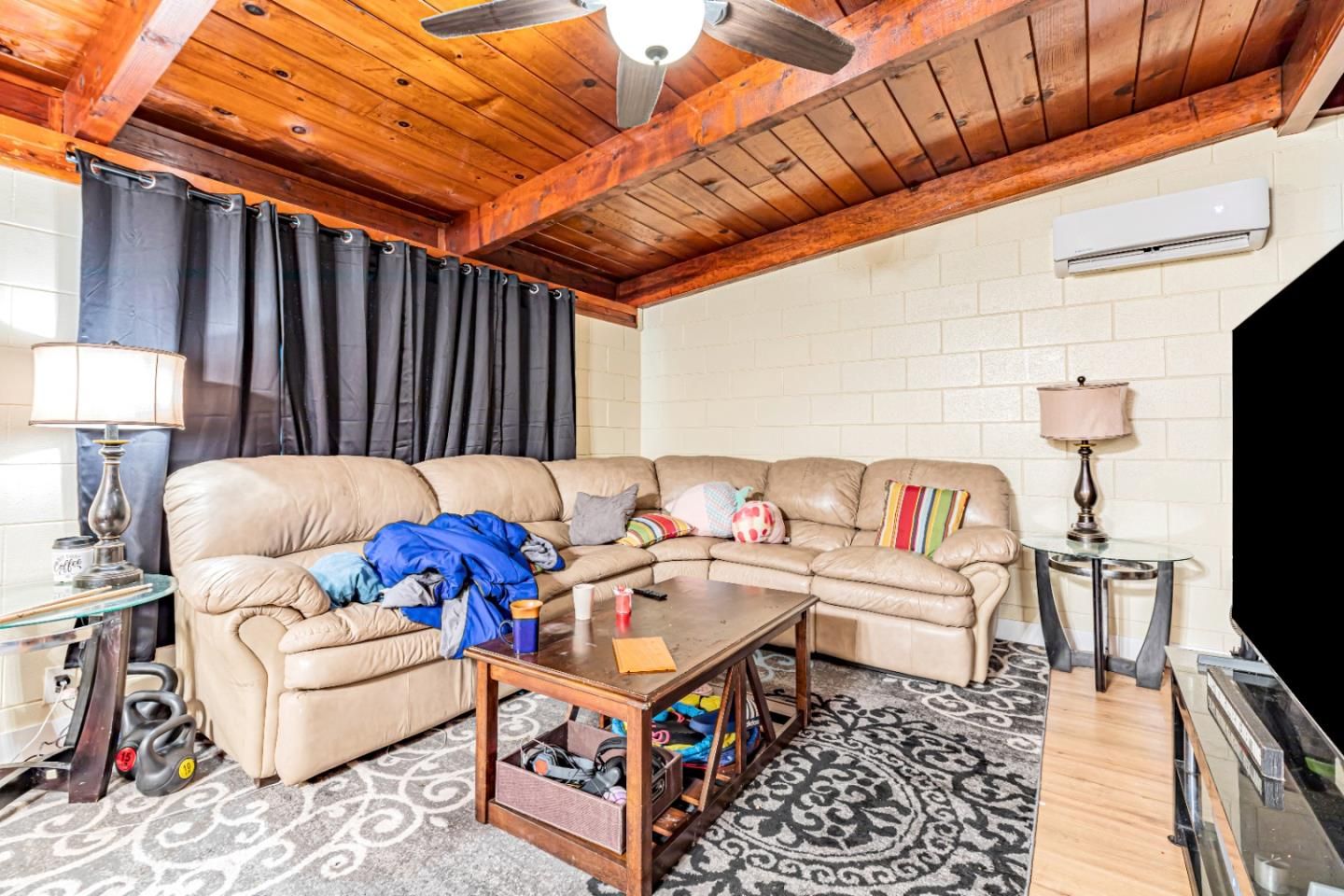 Interior, Living room, Stone Walls, Wooden Beams, Wooden Ceilings, Wood Texture Flooring