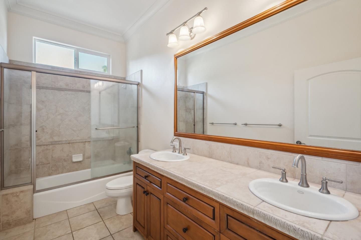 Bathroom, Dual Sink Vanities, Glass Shower, Interior, Tile Countertops