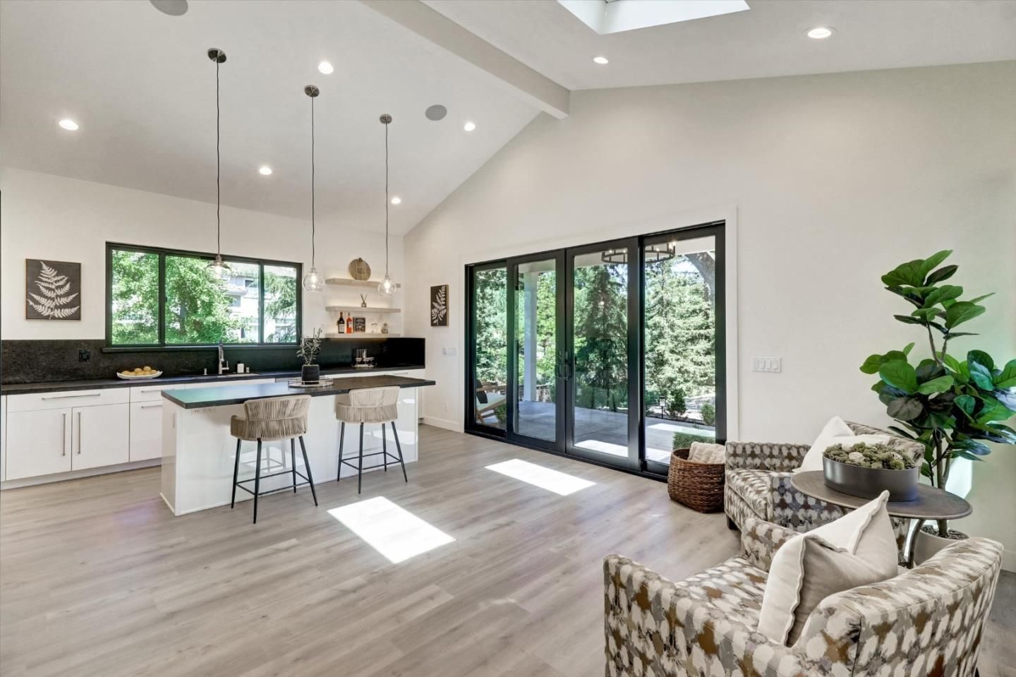 Interior, Kitchen, Pendant Lights, Recessed Lighting, Wood Texture Flooring